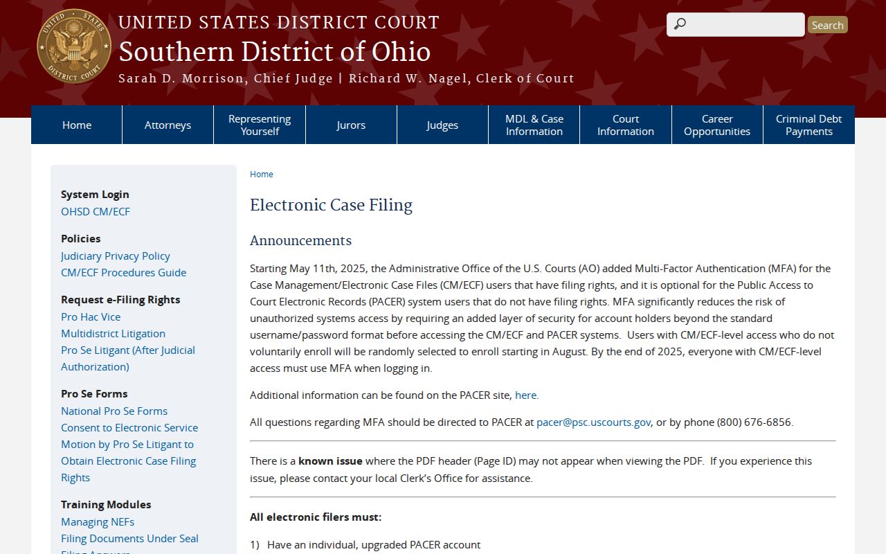 Pike County civil docket federal court access distinction