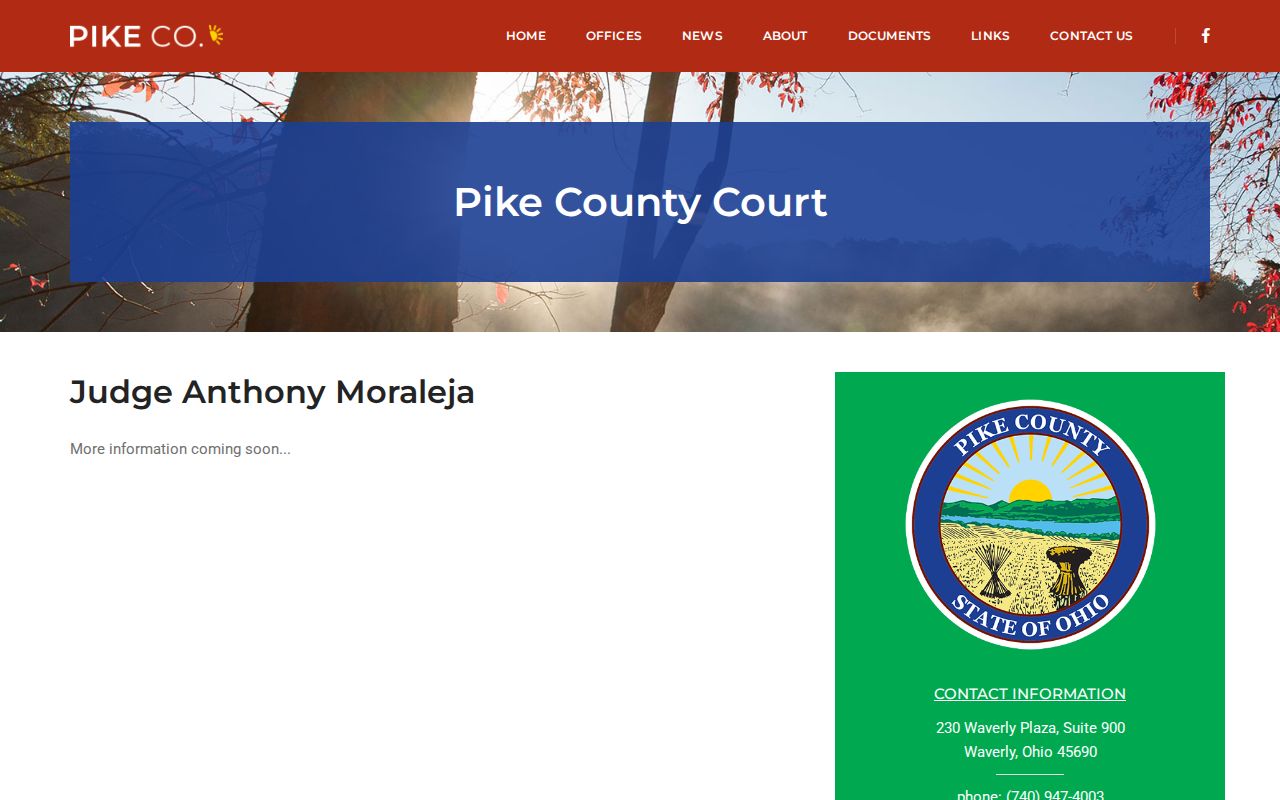 Pike County court calendar directory source for County Court confirmation