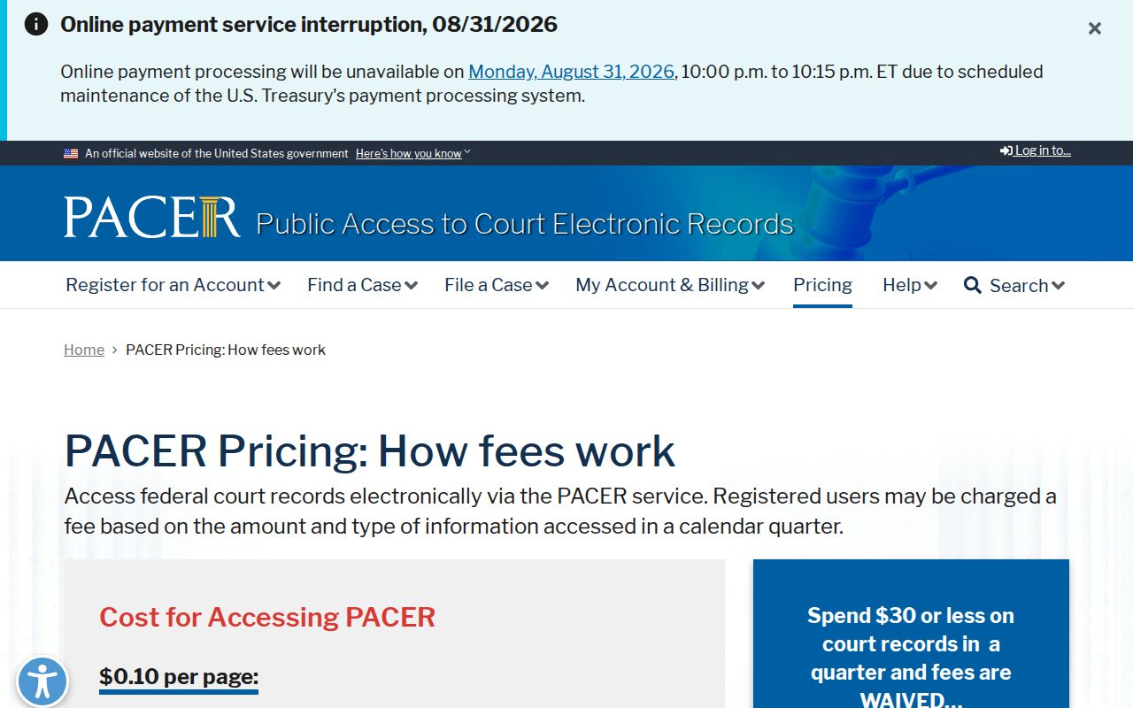 Pike County court records distinction from federal PACER docket access